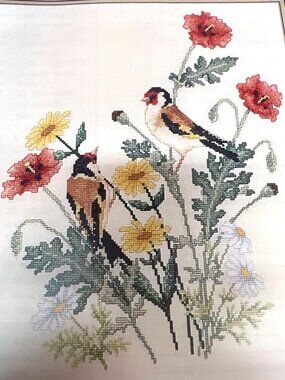 Crossed Wing Collection Goldfinches Cross Stitch Pattern Birds & Wildflowers